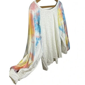 ADORA Oversized Fit Balloon Sleeve Tie Dye Athleisure Long Sleeve Lounge Top